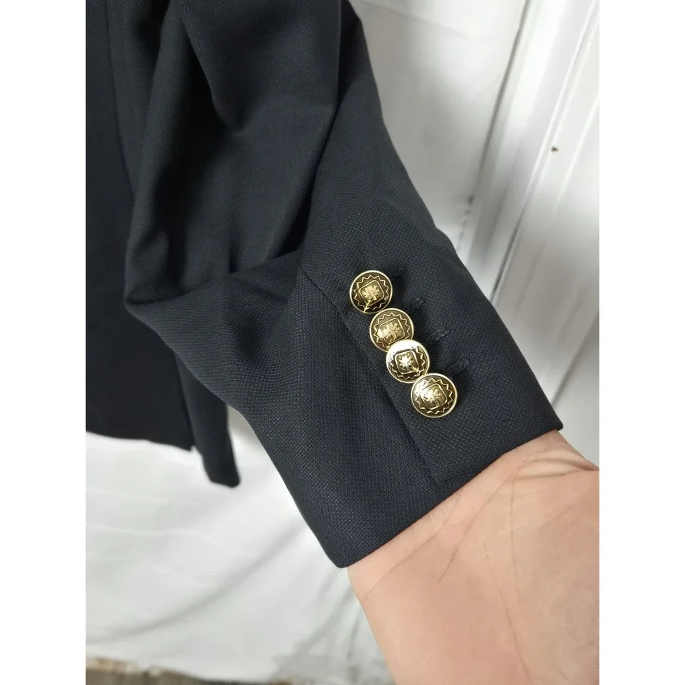 Canali Italy Woolmark Pura Lana Vergine‎ 54 mens blue suit jacket gold button